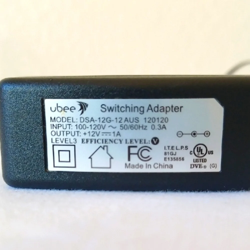 Ubee AC Switching Adapter DSA-12G-12AUS 12V for Wireless Router Cable DSL Modem